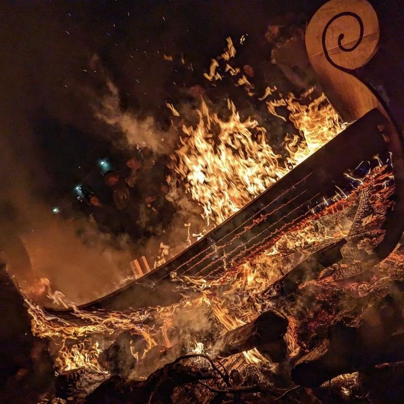 Burning longship at Michigan Fire Festival